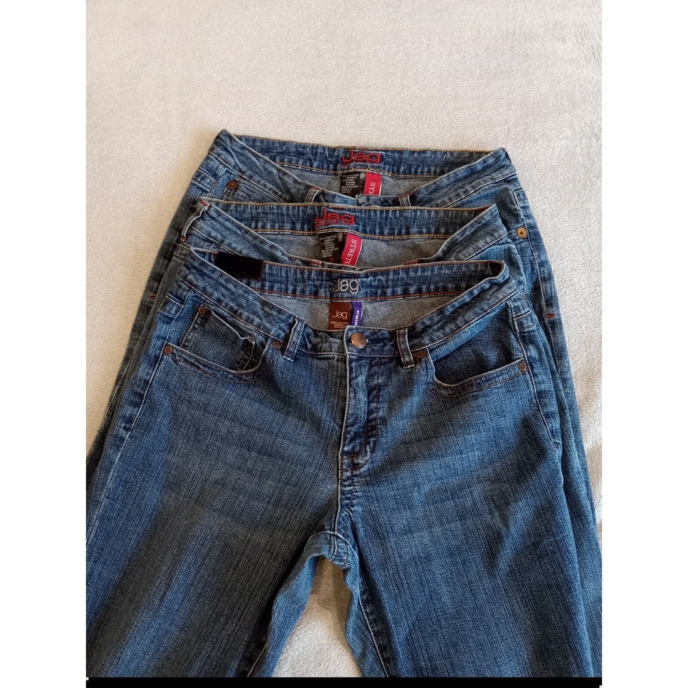 3 Pair Lot Womens Jag Jeans Stretch Denim Blue Jeans Long Pants Size 12